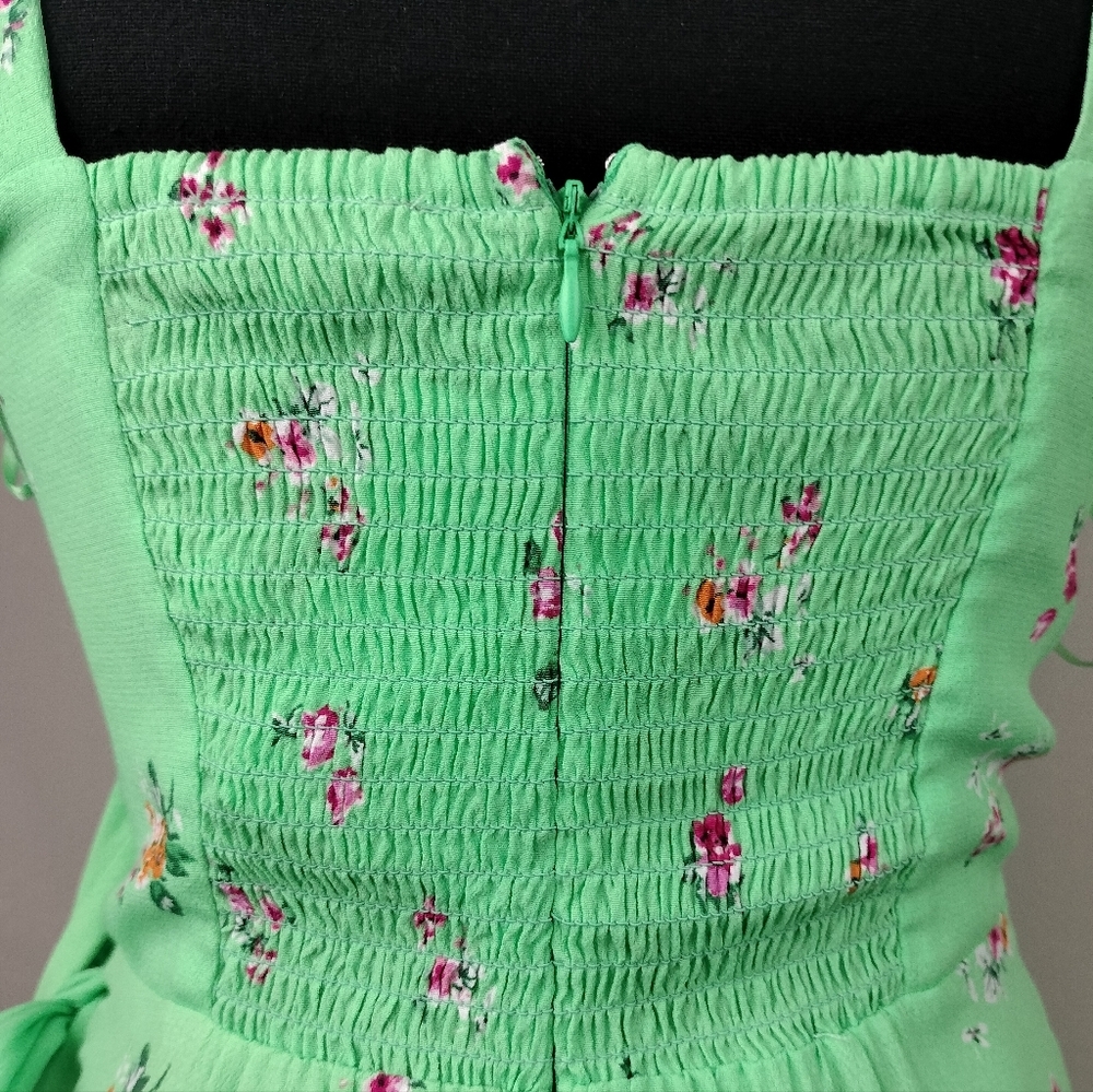 NWT WAYF Wrap Front Tie Strap Mini Dress in Mint Ditsy Sz. XS - Picture 12 of 13